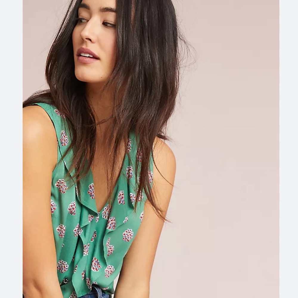 NWT Anthropologie Ruffle Top sz 00 XXS